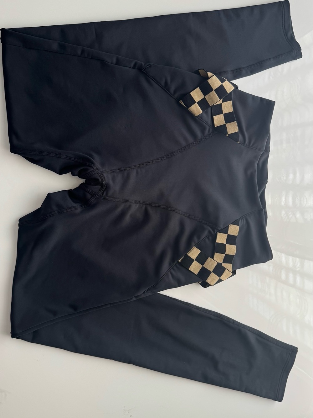 Beach Riot Black Leggings with Checkerboard Accent